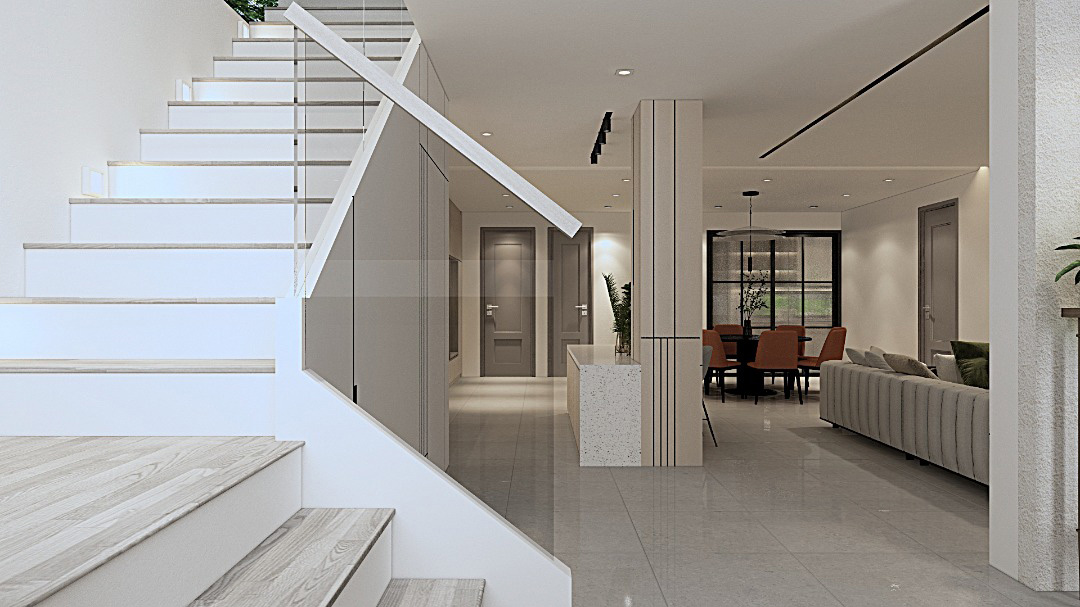 Living Room shot to staircase